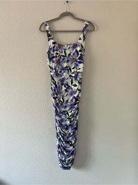 Club L London Maxi Dress with Blue & Green Floral Print & Cold Water Creek Scarf